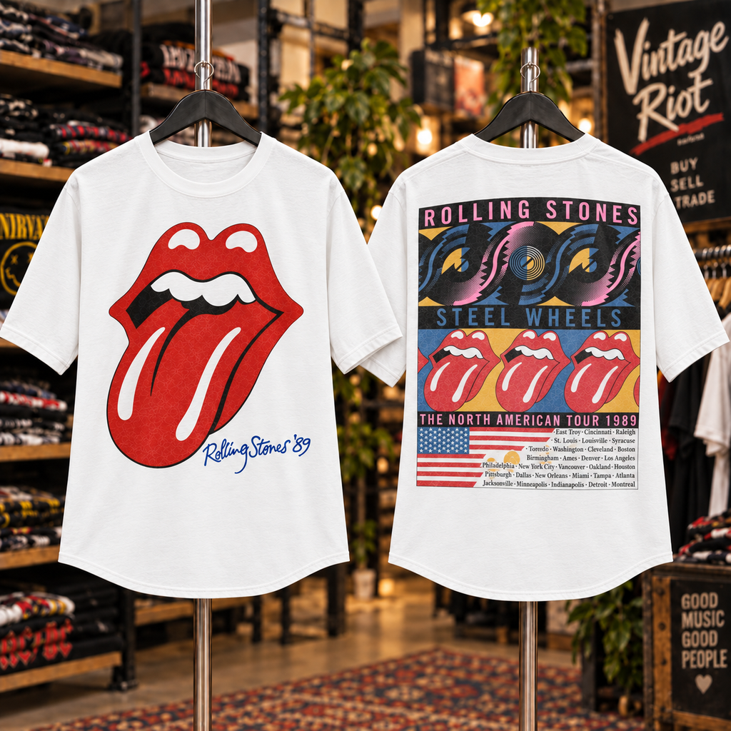 Rolling Stones Steel Wheels ’89 Tour Tee – The Stadium Era Shirt