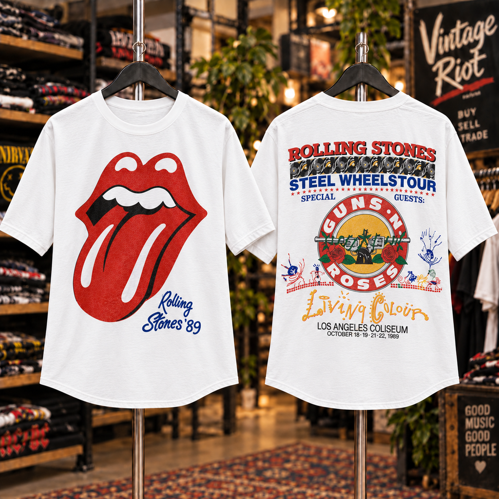 Rolling Stones Steel Wheels ’89 Tour Tee – The Stadium Era Shirt