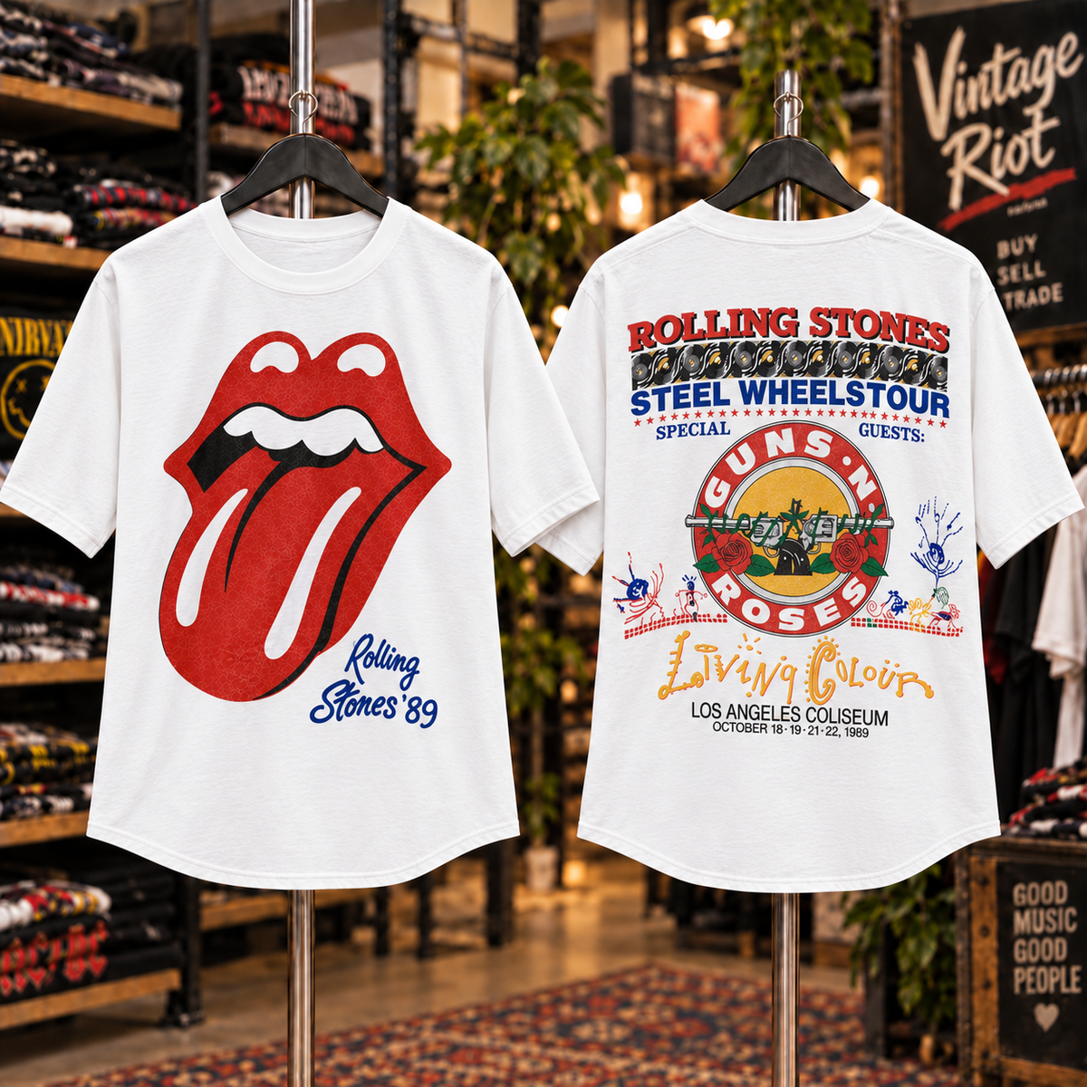 Rolling Stones Steel Wheels ’89 Tour Tee – The Stadium Era Shirt