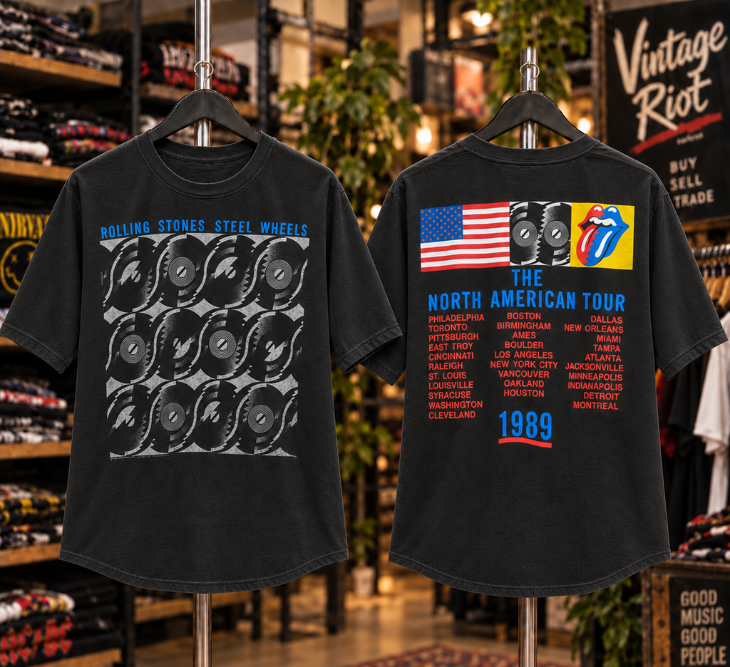Rolling Stones Steel Wheels ’89 Tour Tee – The Stadium Era Shirt