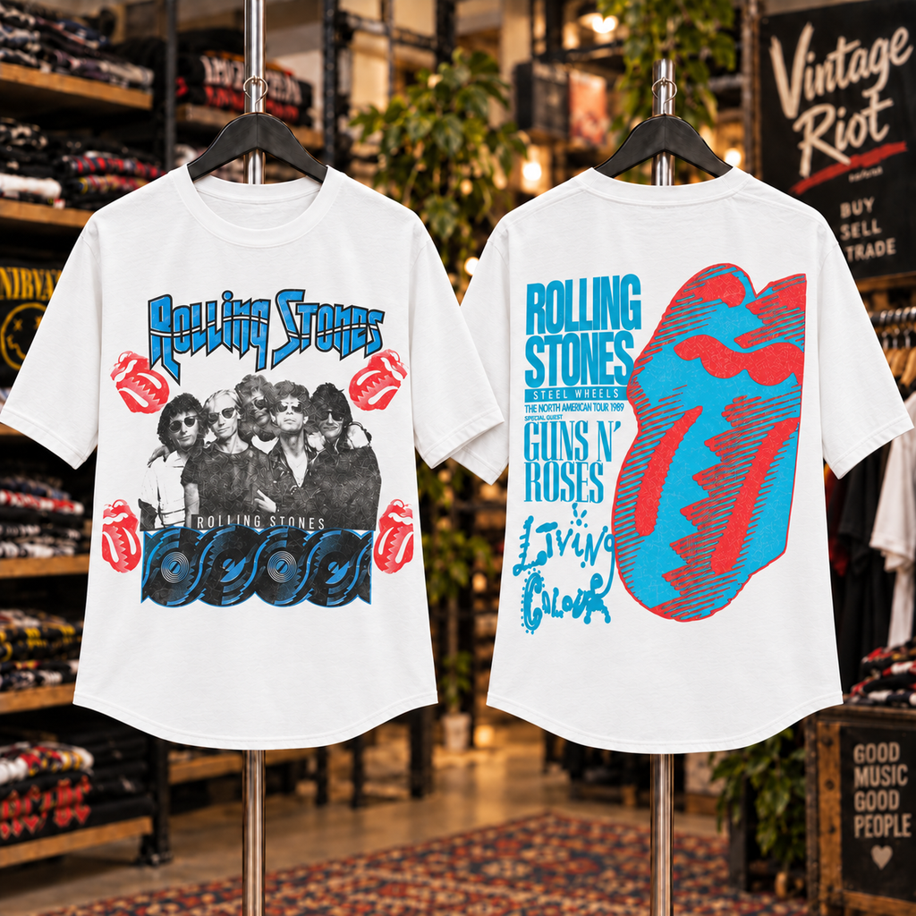 Rolling Stones Steel Wheels ’89 Tour Tee – The Stadium Era Shirt