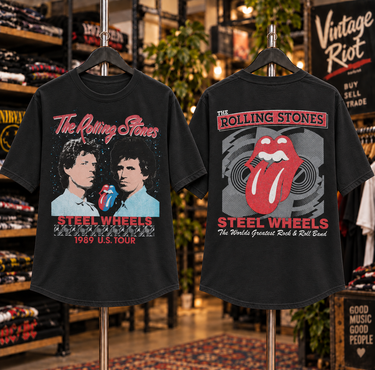 Rolling Stones Steel Wheels ’89 Tour Tee – The Stadium Era Shirt